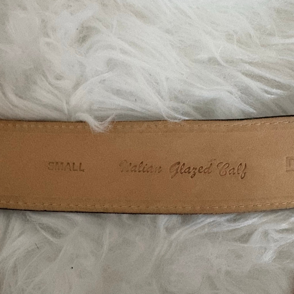 Women's DKNY Small Black White Stitch Leather Glazed Calf Belt Small - Picture 5 of 16